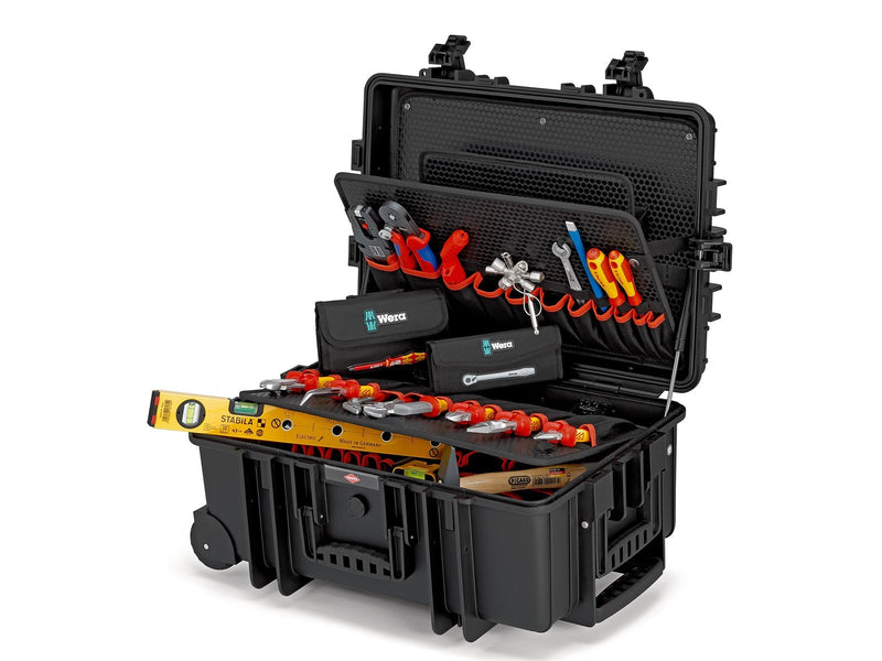 KNIPEX Werkzeugkoffer "Robust45 Move" Elektro, 63-teilig, mit integrierten Rollen und Teleskopgriff