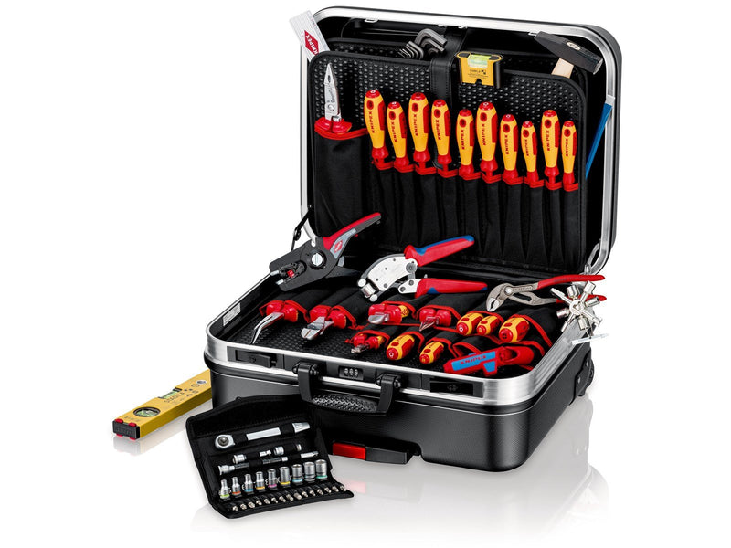 KNIPEX Werkzeugkoffer "BIG Basic Move" ElektroPlus, 68-teilig, mit integrierten Rollen und Teleskopgriff