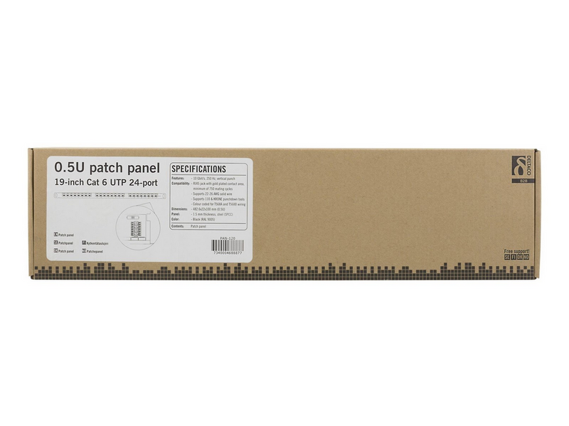Deltaco UTP Patchpanel 24xRJ45 Cat6 Krone-termin