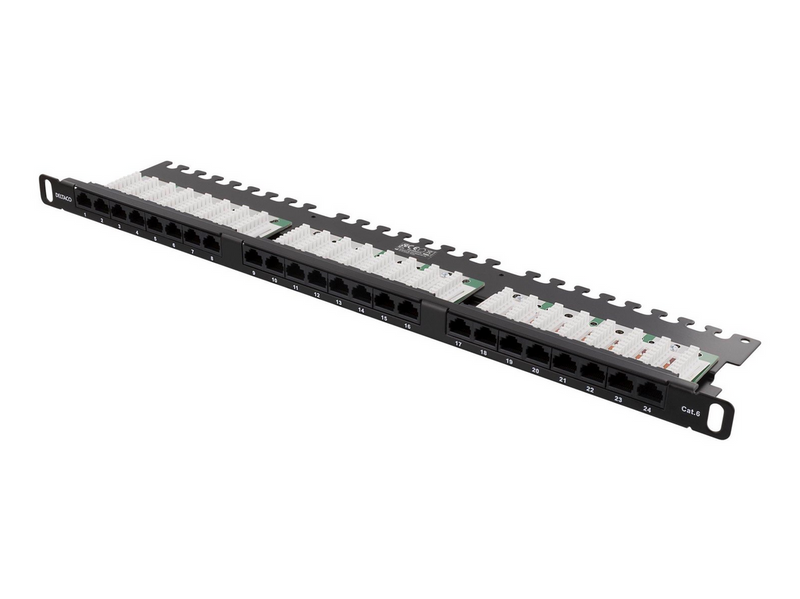 Deltaco UTP Patchpanel 24xRJ45 Cat6 Krone-termin