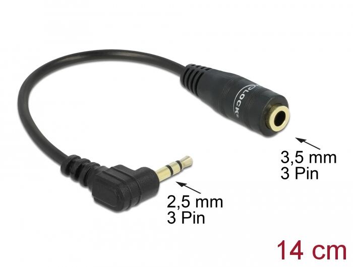 DeLOCK Kabel Audio Klinke 2,5 mm Stecker gewinkelt 3,5mm Buchse