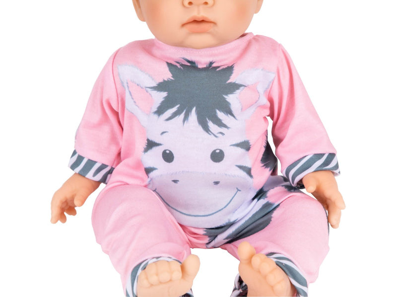 Tiny Treasures Doll with blond hair and Zebra outfit.