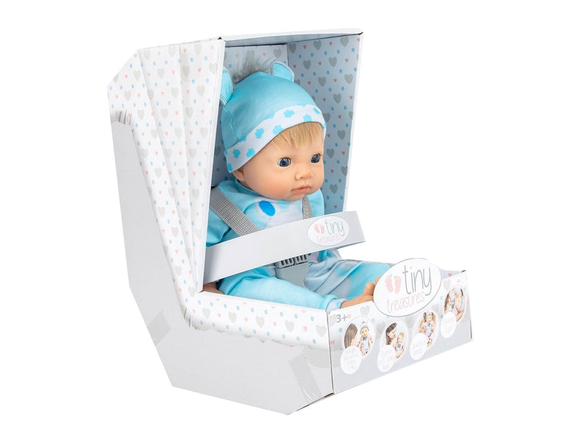 Tiny Treasures Doll with blond hair and blue Hippo outfit