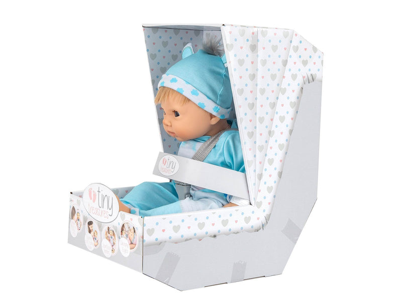 Tiny Treasures Doll with blond hair and blue Hippo outfit