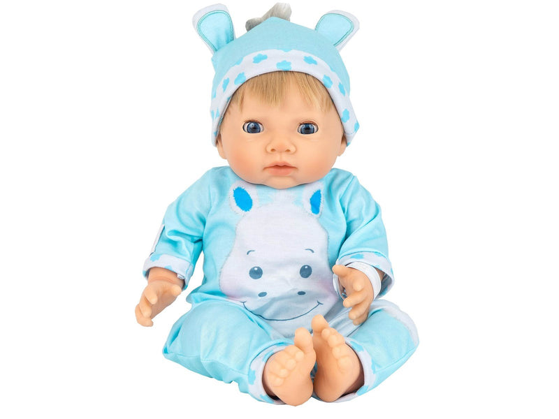 Tiny Treasures Doll with blond hair and blue Hippo outfit