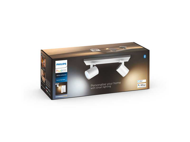 Philips Hue Runner Double Spotlight - White - With Dimmer Switch