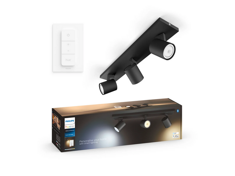 Philips Hue Runner Tripple Spotlight - Black - With Dimmer Switch