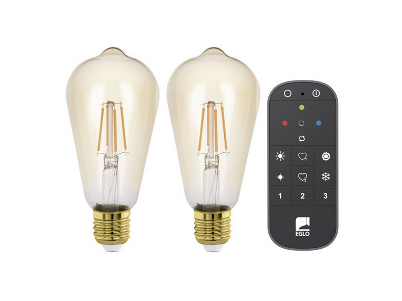 EGLO E27 LED-Z ST64 4.9W 500LM 2200K 2 STÜCK AMBER MIT FERNBEDIENUNG B.-Z