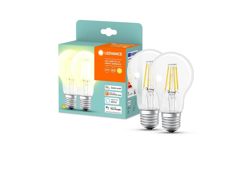 LEDVANCE SMART+ standard 60W/827 klar filament E27 Bluetooth - 2 pak