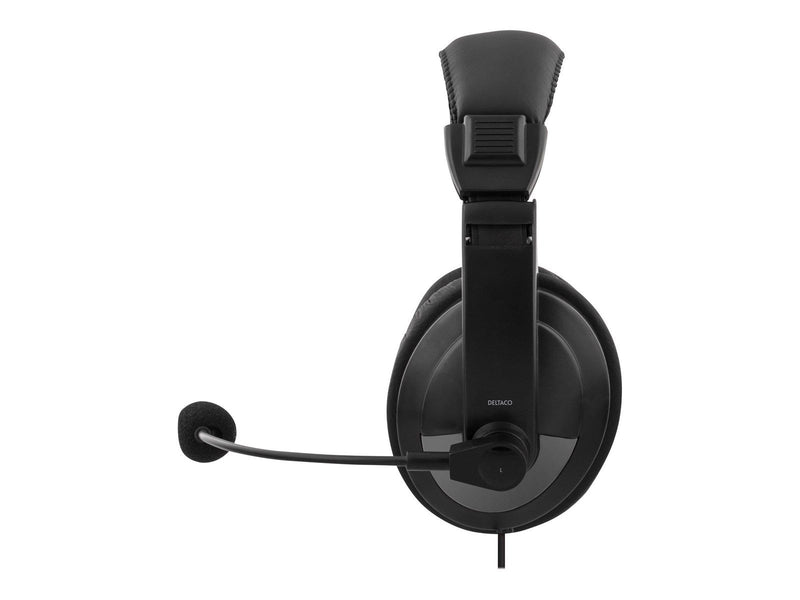 Deltaco USB stereo headset 40 mm drivers 32 ohm.