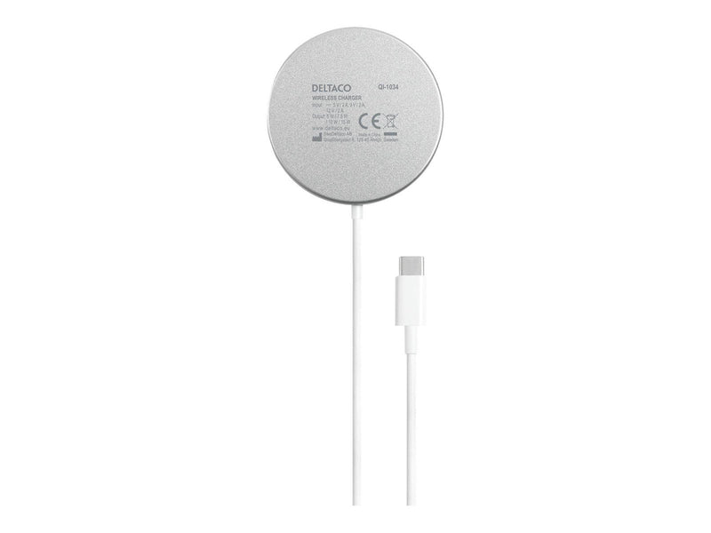 Deltaco magnetic wireless charger 15 W USB-C wh