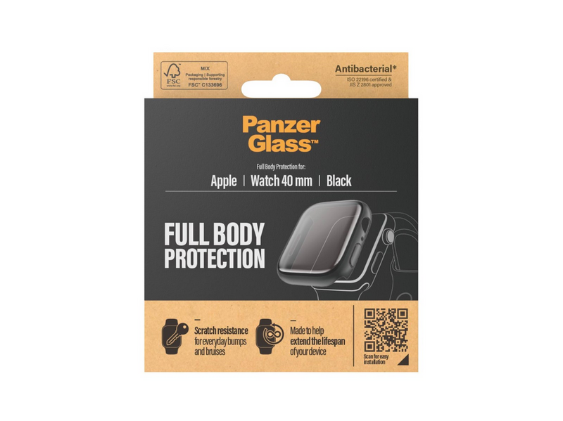 PanzerGlass Screen Protector Full Body Apple Watch Series 4 | 5 | 6 | SE 40mm | Black