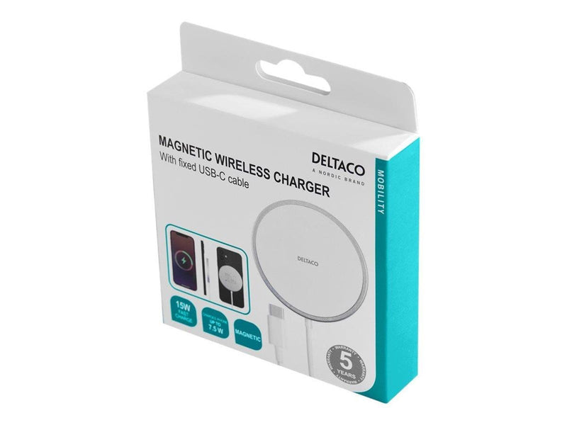Deltaco magnetic wireless charger 15 W USB-C wh