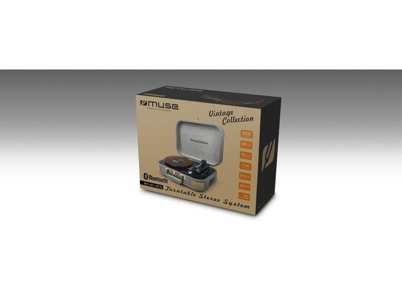 Muse MT-201 BTG Turntable Stereo system BT USB vintage - Plattenspieler Grau