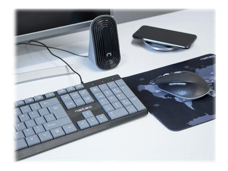 Natec Nautilus - keyboard - US - black - Tastaturen - Englisch - US - Grau