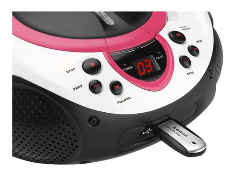 Lenco SCD-38 USB - Portable FM Radio CD and USB player - Rosa