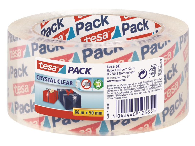 tesa pack Crystal Clear Packaging Tape 66m x 50mm Transparent