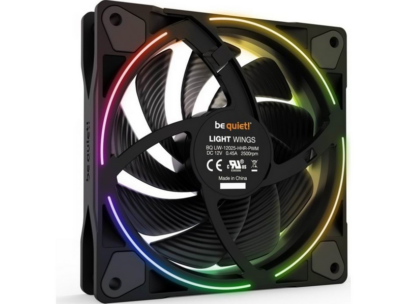 be quiet! LIGHT WINGS 120mm PWM high-speed Triple-Pack - Gehäuselüfter - 120mm - Schwarz mit RGB LED - 31 dBA