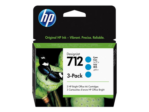 HP 712 / 3ED77A 3-Pack Cyan Ink