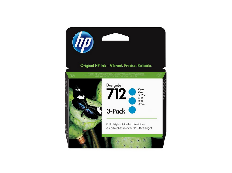 HP 712 / 3ED77A 3-Pack Cyan Ink