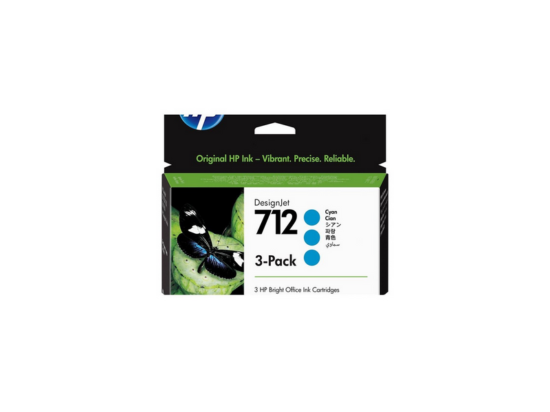 HP 712 / 3ED77A 3-Pack Cyan Ink