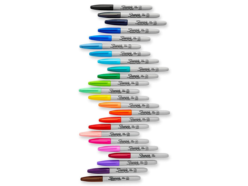 Sharpie Permanent Marker | Marker Stifte mit feiner Spitze | gemischte Electro Pop- und Originalfarben | 24 Stück Market Set