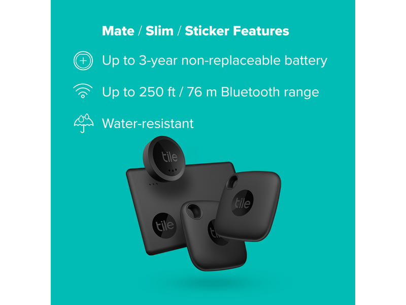 Tile Mate Essential (2022) - 4 pack (2 Black Mate/2 Slim)