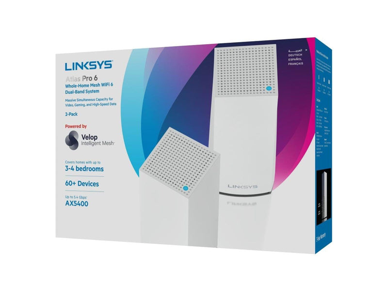 Linksys Atlas Pro 6: Dual-Band Mesh WiFi 6 System AX5400 (2-Pack) - Mesh router Wi-Fi 6