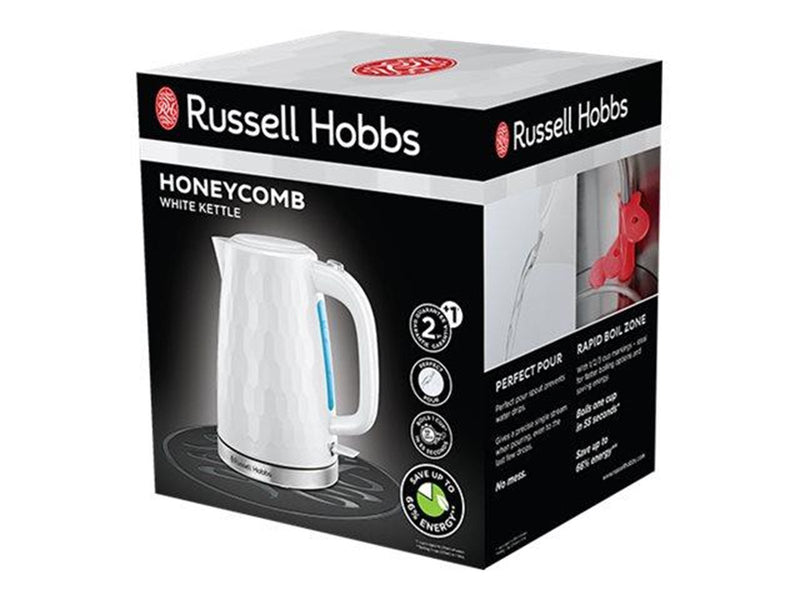 Russell Hobbs Wasserkocher Rapid Boil Kettle Honey Comb - White 26050-70 - Weiß - 2400 W