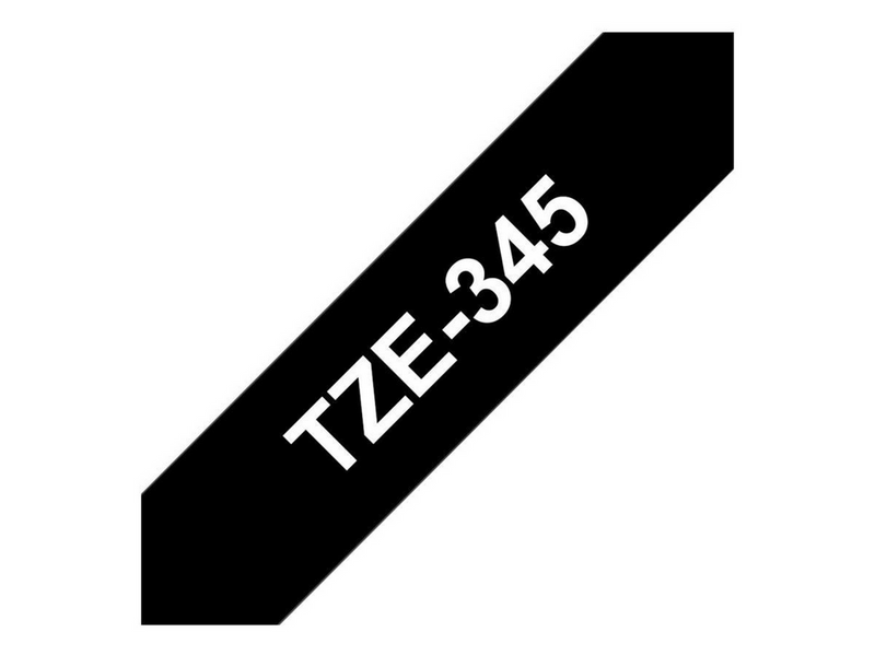 Brother TZE345 - White On Black - Roll (1.8 cm x 8 m)