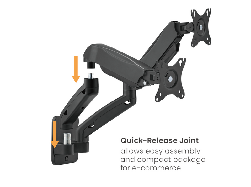 DUTZO Monitorarm für 2 Monitore (17"-32") - Wandmontage Version (Schwarz)
