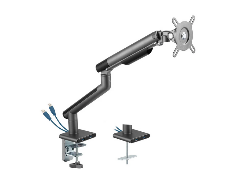 DUTZO Monitorarm für 1 Monitor (17"-32") - Slim USB Version (Schwarz)