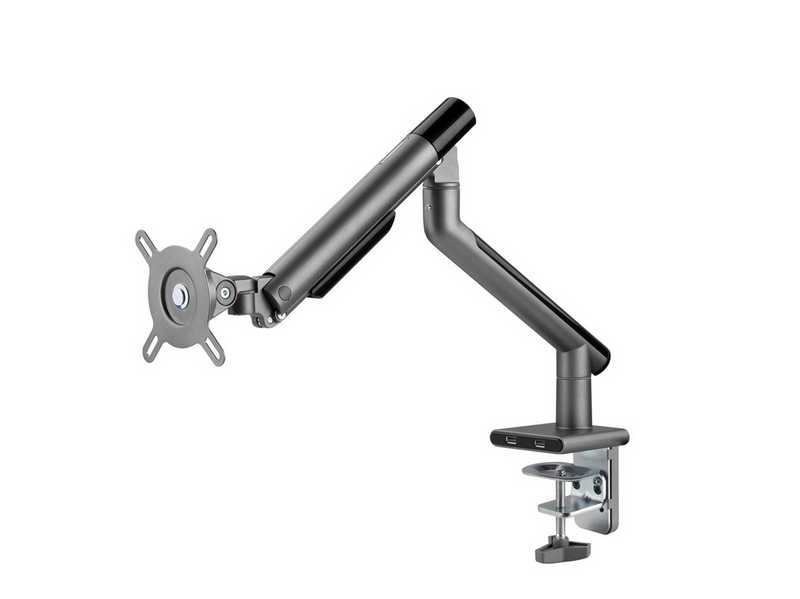DUTZO Monitorarm für 1 Monitor (17"-32") - Slim USB Version (Schwarz)