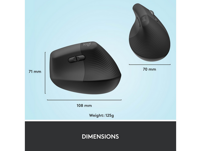 Logitech Lift Right Vertical - Graphite - Ergonomische Maus (Schwarz)