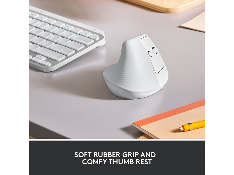 Logitech Lift Right Vertical - White - Ergonomische Maus (Weiß)