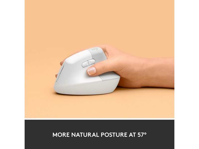 Logitech Lift Right Vertical - White - Ergonomische Maus (Weiß)