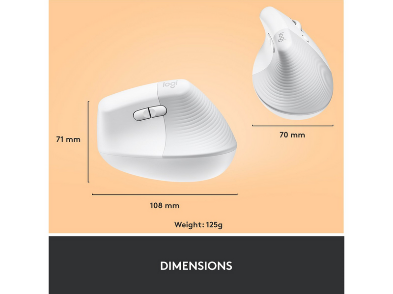 Logitech Lift Right Vertical - White - Ergonomische Maus (Weiß)