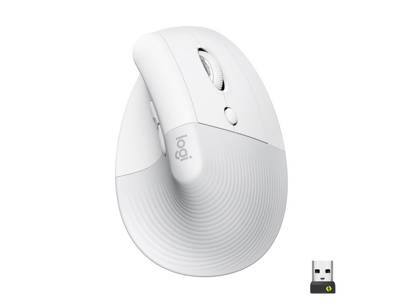 Logitech Lift Right Vertical - White - Ergonomische Maus (Weiß)