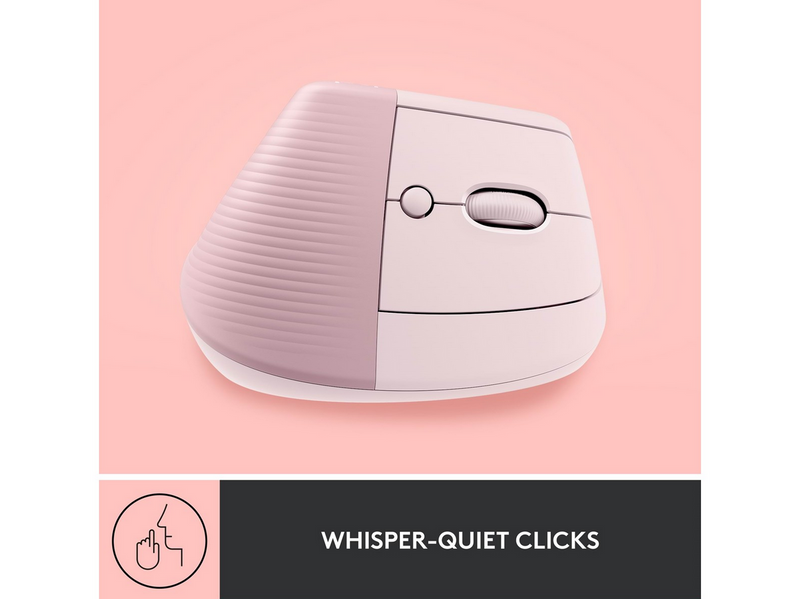 Logitech Lift Right Vertical - Rose - Ergonomische Maus (Rot)