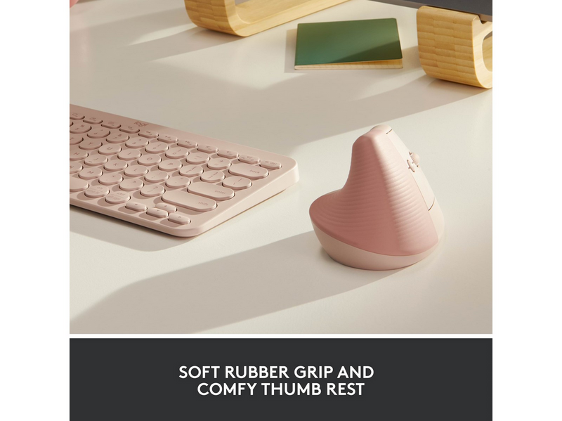 Logitech Lift Right Vertical - Rose - Ergonomische Maus (Rot)