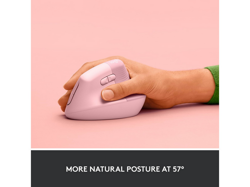 Logitech Lift Right Vertical - Rose - Ergonomische Maus (Rot)