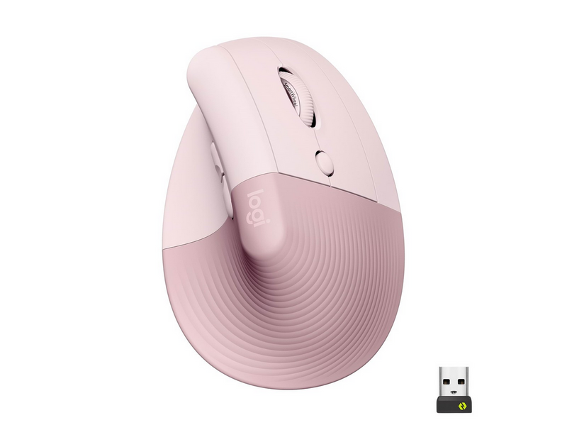 Logitech Lift Right Vertical - Rose - Ergonomische Maus (Rot)