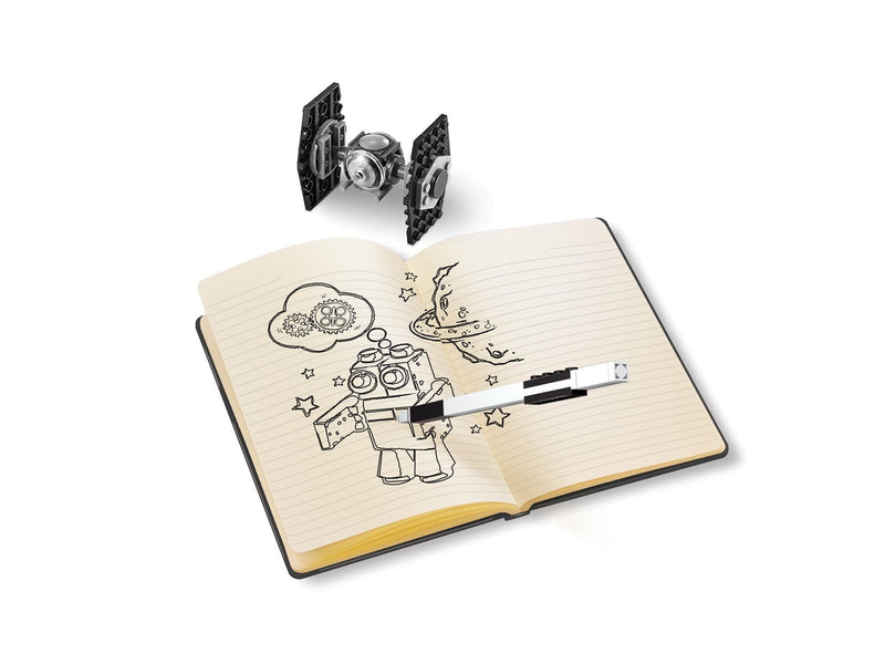 Euromic LEGO Star Wars Note book with 4x4 black brick 1 pen and building toy