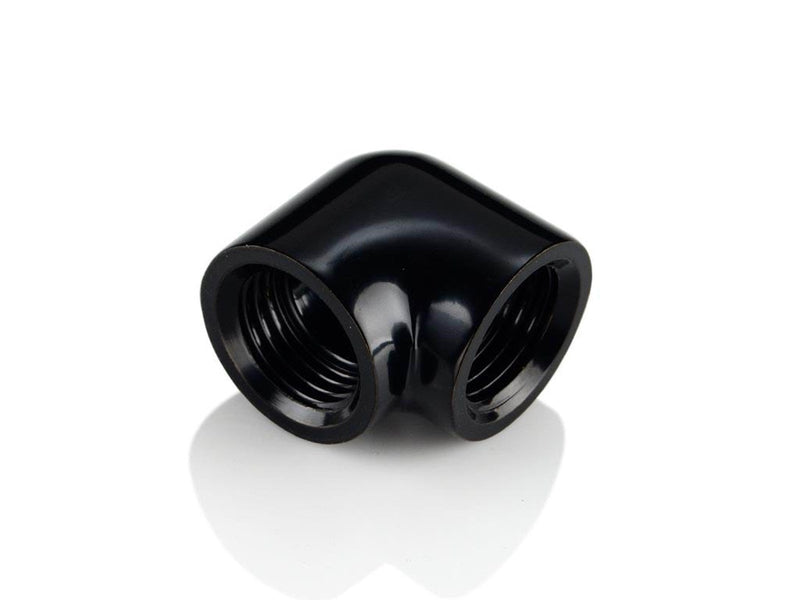 Bitspower 90-Degree With Dual Inner G1/4" Extender Fitting (Glorious Black) (2 PCS )