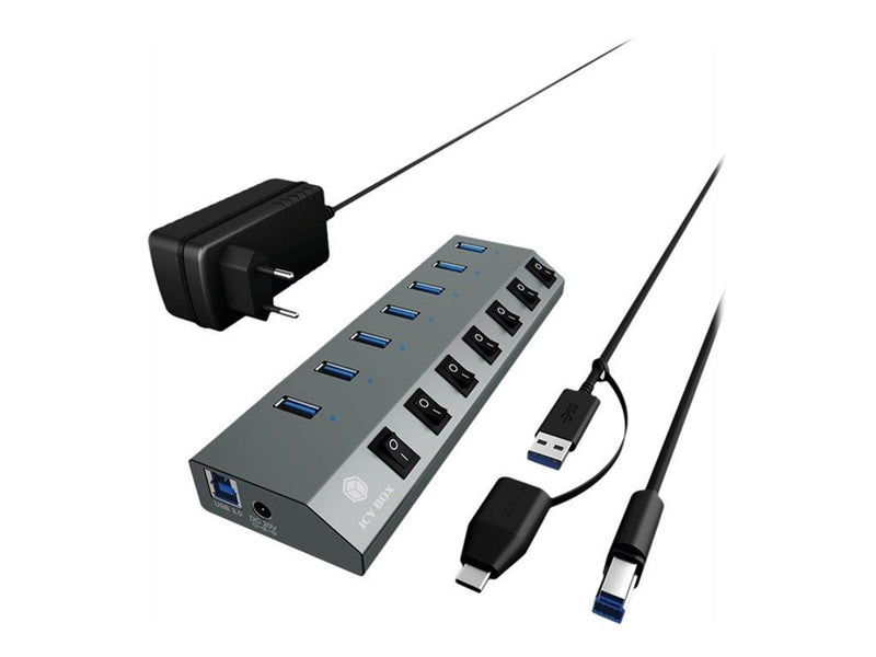RaidSonic ICY BOX USB-Hubs - USB 3.2 - 7 - Grau
