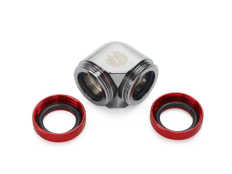 Bitspower Black Sparkle / Deep Blood Red Enhance 90-Degree Dual Multi-Link Adapter For OD 14MM