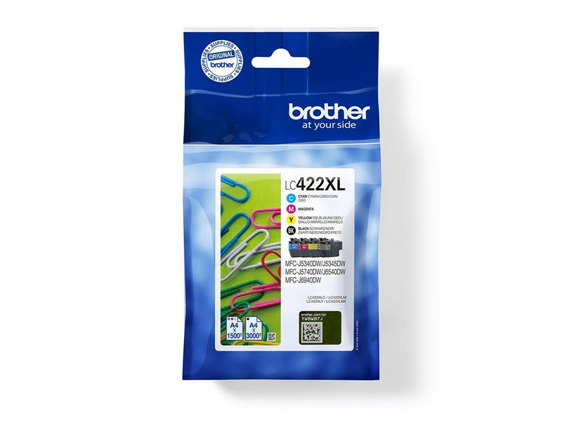 Brother LC 422XL Ink (Black Yellow Cyan Magenta) 4-Pack