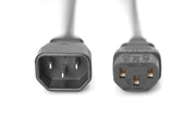 DIGITUS Netzkabelverlängerung, 1,8m, schwarz C13 auf C14 - IEC 60320 - Kaltgerätekabel-Verlängerung H05VV-F3G 0.75qmm