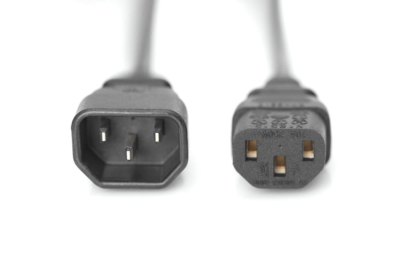 DIGITUS Netzkabelverlängerung, 1,8m, schwarz C13 auf C14 - IEC 60320 - Kaltgerätekabel-Verlängerung H05VV-F3G 0.75qmm