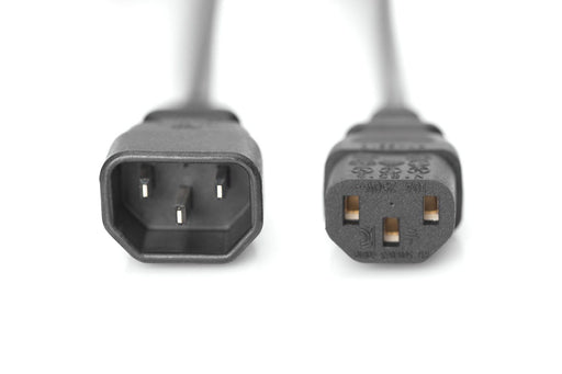 DIGITUS Netzkabelverlängerung, 1,8m, schwarz C13 auf C14 - IEC 60320 - Kaltgerätekabel-Verlängerung H05VV-F3G 0.75qmm